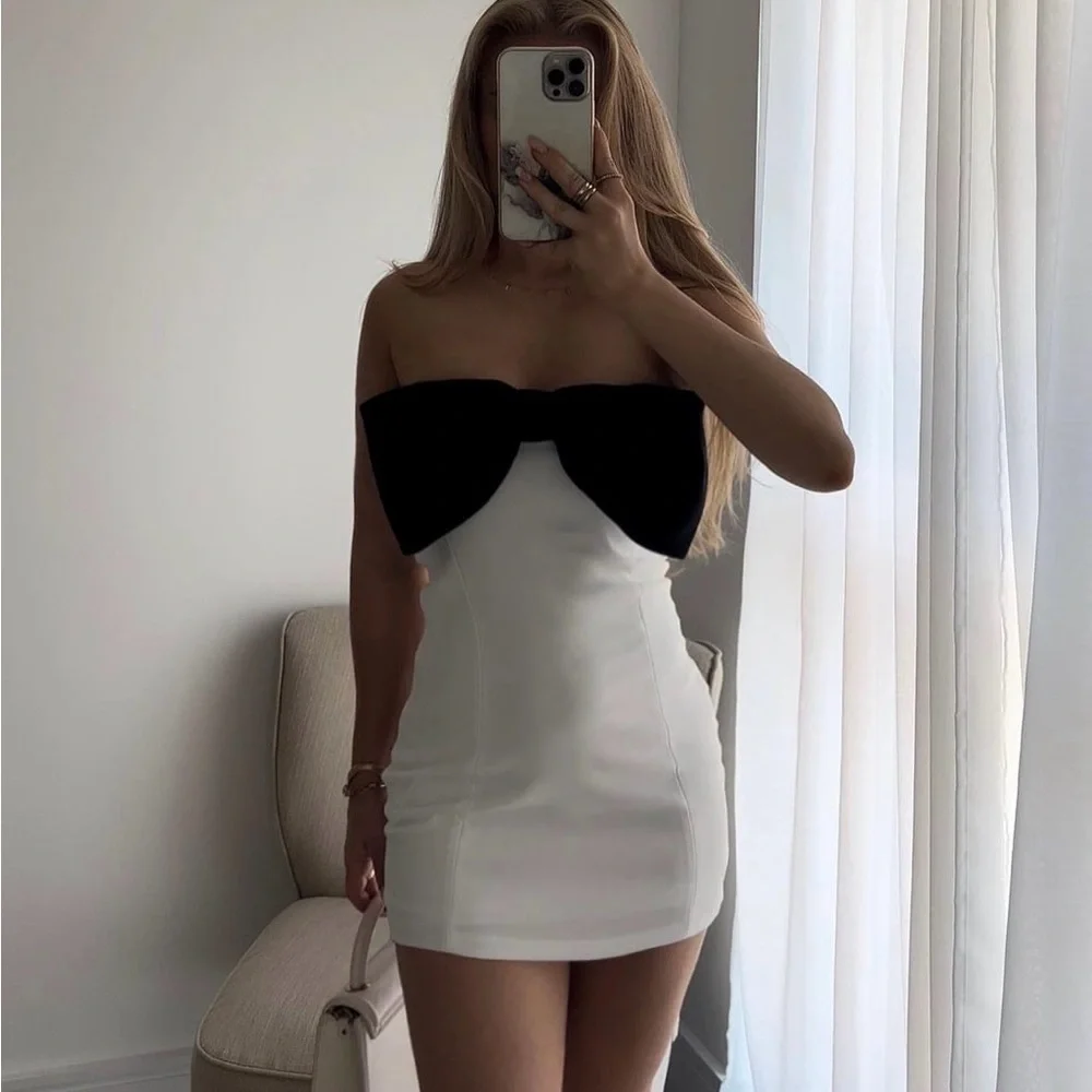 Zara dress mini bow bodycon fitted white wedding party coctail dress - Picture 14 of 15